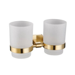 Aquarius Auro Double Tumbler Holder Brushed Brass Aqau52447 - thumbnail 1