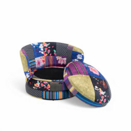 Accent Swivel Chair In Multicoloured Patchwork Fabric - thumbnail 7