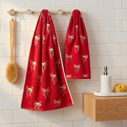 Ohs Bows 100% Premium Cotton Hand Towel Hotel Quality Soft Absorbent - Red - thumbnail 1