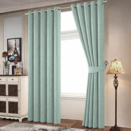 Bedlooms Sage Green Linen Curtain 100% Blackout Thermal Insulated Eyelet Curtain (Pair) 66 X 72 Inches With Tie Back Two - thumbnail 9