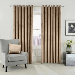 Ameha Beige Velvet Curtains 66X90 Inches Eyelet Blackout Thermal Insulated Window Curtain Pair For Living Room Bedroom