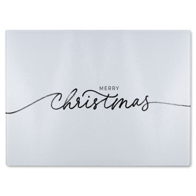 Benjamin Tate Design Merry Christmas Hand Drawn Lettering Dining Glass Chopping Boarddesigner Style - image 1