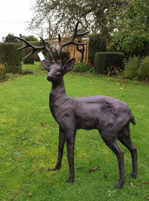 Inspirational Gifting Standing Stag Buck Ornament Cast From Aluminium Extra Large - image 1