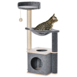 Pawhut 95Cm Cat Tree Tower For Indoor Cats With Scratching Post Condo, Grey - thumbnail 2