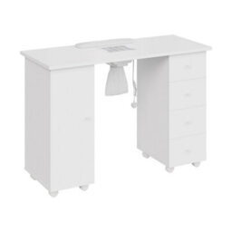 Living And Home White 4 Drawers Mobile Manicure Table With Built-In Dust Collector And Lockable Casters, 110Cm W X 45Cm D X 75Cm H - thumbnail 4