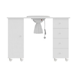 Living And Home White 4 Drawers Mobile Manicure Table With Built-In Dust Collector And Lockable Casters, 110Cm W X 45Cm D X 75Cm H - thumbnail 6