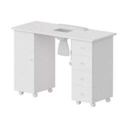 Living And Home White 4 Drawers Mobile Manicure Table With Built-In Dust Collector And Lockable Casters, 110Cm W X 45Cm D X 75Cm H - thumbnail 3