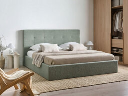 Beliani Ottoman Bed Lorient Boucle Green 180 X 200 Cm (Eu Super King) - thumbnail 2