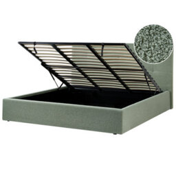 Beliani Ottoman Bed Lorient Boucle Green 180 X 200 Cm (Eu Super King) - thumbnail 1