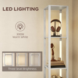 Homcom Floor Lamp With Shelves, Led Standing Lamp With Fabric Drawer, White - thumbnail 5