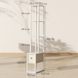 Homcom Floor Lamp With Shelves, Led Standing Lamp With Fabric Drawer, White - thumbnail 3