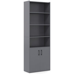 Costway 178 Cm Bookcase W/ 2-Door Cabinet 6-Tier Modern Storage Cabinet-Grey - thumbnail 9