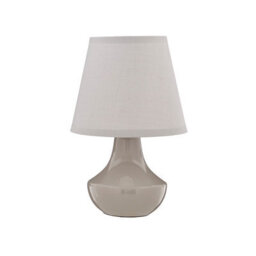 Orsina Grey Table Lamps Set Of 2, Rounded Ceramic Bases With Gloss Finish, Matching Fabric Shades - thumbnail 2