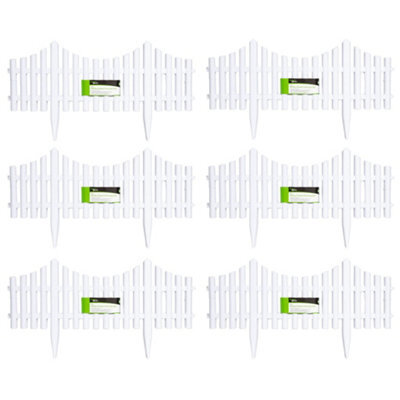 Samuel Alexander 6 X 33Cm 4 Piece Set White Wood Effect Picket Fence Garden Edging - image 1