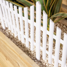 Samuel Alexander 6 X 33Cm 4 Piece Set White Wood Effect Picket Fence Garden Edging - thumbnail 3