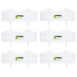 Samuel Alexander 6 X 33Cm 4 Piece Set White Wood Effect Picket Fence Garden Edging - thumbnail 1
