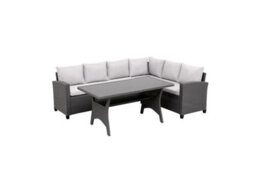 MMT Funiture Designs mmt Furniture Designs Ltd Grey Rattan Garden Furniture L Shaped Dining Corner Set  6 Seater Corner Sofa And Table 2.36M X 1.79M - thumbnail 3