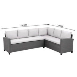 MMT Funiture Designs mmt Furniture Designs Ltd Grey Rattan Garden Furniture L Shaped Dining Corner Set  6 Seater Corner Sofa And Table 2.36M X 1.79M - thumbnail 7