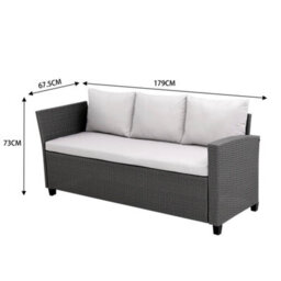 MMT Funiture Designs mmt Furniture Designs Ltd Grey Rattan Garden Furniture L Shaped Dining Corner Set  6 Seater Corner Sofa And Table 2.36M X 1.79M - thumbnail 9