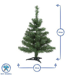 Harbour Housewares Artificial Fir Christmas Tree - 60Cm/2Ft - Green - Indoor Small Xmas Tree Desktop Tree With Stand Mini Décor - thumbnail 3