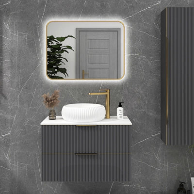 Royal Bathrooms Luton 600 X 800mm Bathroom Mirror Dimmable Led Anti-Fog Ip44 Rated Illuminated Backlit Touch Vanity Mirror - Brass - image 1