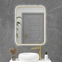 Royal Bathrooms Luton 600 X 800mm Bathroom Mirror Dimmable Led Anti-Fog Ip44 Rated Illuminated Backlit Touch Vanity Mirror - Brass - thumbnail 4