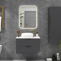 Royal Bathrooms Luton 600 X 800mm Bathroom Mirror Dimmable Led Anti-Fog Ip44 Rated Illuminated Backlit Touch Vanity Mirror - Brass - thumbnail 3