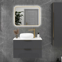 Royal Bathrooms Luton 600 X 800mm Bathroom Mirror Dimmable Led Anti-Fog Ip44 Rated Illuminated Backlit Touch Vanity Mirror - Brass - thumbnail 1