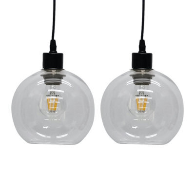 First Choice Lighting Set Of 2 Barnum Clear Glass Globe Easy Fit Pendant Shades - image 1