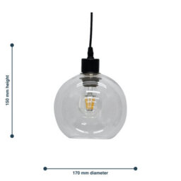 First Choice Lighting Set Of 2 Barnum Clear Glass Globe Easy Fit Pendant Shades - thumbnail 5