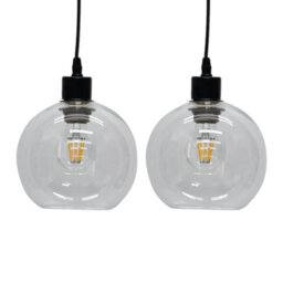 First Choice Lighting Set Of 2 Barnum Clear Glass Globe Easy Fit Pendant Shades - thumbnail 1