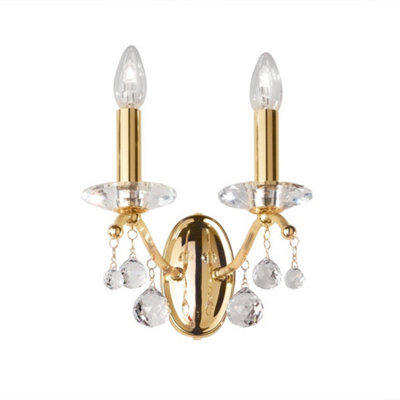 Luminosa Lighting Luminosa Carmen Classic Crystal Candle Wall Light Polished Gold, 2X E14 - image 1