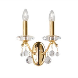 Luminosa Lighting Luminosa Carmen Classic Crystal Candle Wall Light Polished Gold, 2X E14 - thumbnail 1