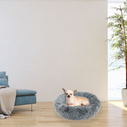 Actiaspet Dog Cat Bed Fluffy Donut Kitten Puppy Pet Cushion Calming Mattress Xs (Grey) - thumbnail 5