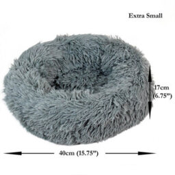 Actiaspet Dog Cat Bed Fluffy Donut Kitten Puppy Pet Cushion Calming Mattress Xs (Grey) - thumbnail 6