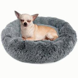 Actiaspet Dog Cat Bed Fluffy Donut Kitten Puppy Pet Cushion Calming Mattress Xs (Grey) - thumbnail 2