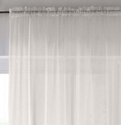 "Enhanced Living Sheer Cream Plain Woven Voile Slot Top Curtain Panel Pair (57X72"") 145X183Cm" - thumbnail 2