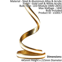 Table Lamp Gold Leaf & White Acrylic 14W Led Module (Smd 2835) Warm White - thumbnail 2