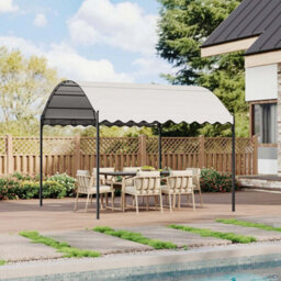 Thehotsale Beige Outdoor Metal Arched Pergola With Pu Polyester Canopy, 10X10Ft - thumbnail 2