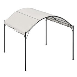 Thehotsale Beige Outdoor Metal Arched Pergola With Pu Polyester Canopy, 10X10Ft - thumbnail 4
