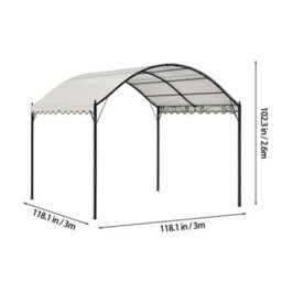 Thehotsale Beige Outdoor Metal Arched Pergola With Pu Polyester Canopy, 10X10Ft - thumbnail 8