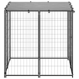 Berkfield Dog Kennel Black 110X110X110 Cm Steel - thumbnail 3