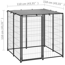 Berkfield Dog Kennel Black 110X110X110 Cm Steel - thumbnail 6