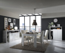 FurniComp LTD Furnicomp Lorenzo 2 Door White Gloss And Concrete Grey Tall Sideboard/highboard - thumbnail 3