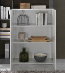 FurniComp LTD Furnicomp Lorenzo 2 Door White Gloss And Concrete Grey Tall Sideboard/highboard - thumbnail 2