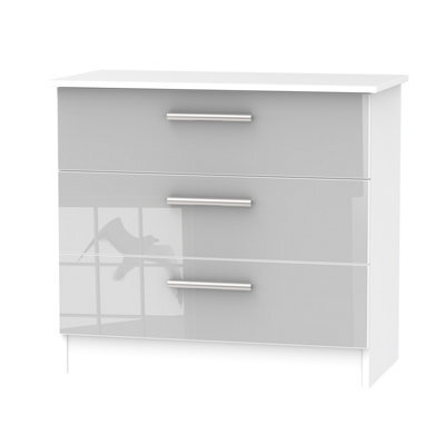 Trent 3 Drawer Chest Of Drawers In Grey & White (Ready Assembled) - image 1