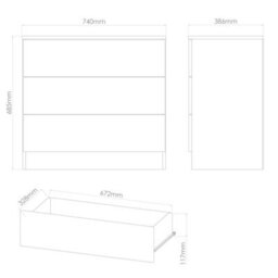 Trent 3 Drawer Chest Of Drawers In Grey & White (Ready Assembled) - thumbnail 2
