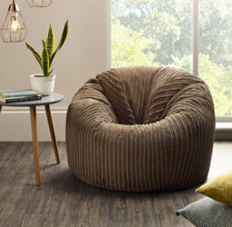 Beautiful Beanbags Adult Classic Beanbag Jumbo Cord Bean Bags Ready Filled - Brown