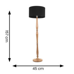 Valuelights Victoria Traditional Light Wood Candlestick Floor Lamp With Black Drum Shade - Led Bulb Included - thumbnail 5