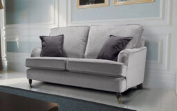 2 Seater Sofa Love Seat In Grey Velvet - thumbnail 1